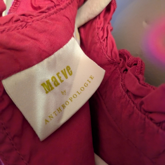 Maeve by Anthropologie pink cotton short sleeve blouse M - Picture 2 of 7